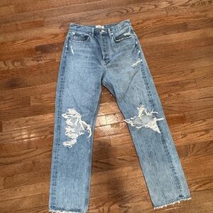 NWOT Agolde Light Blue Distressed 90s Straight Leg Jeans